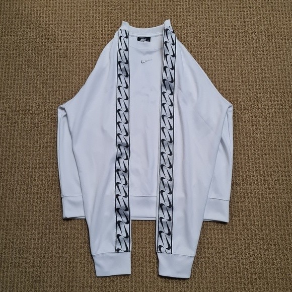 Nike Swoosh NSW Pullover Sweatshirt Crew Silver Logo Tape Silver S Rare Find - Picture 5 of 12